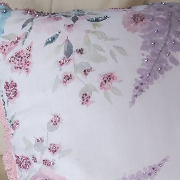 Beaded Floral Decorative Pillow - Picture 5 of 5